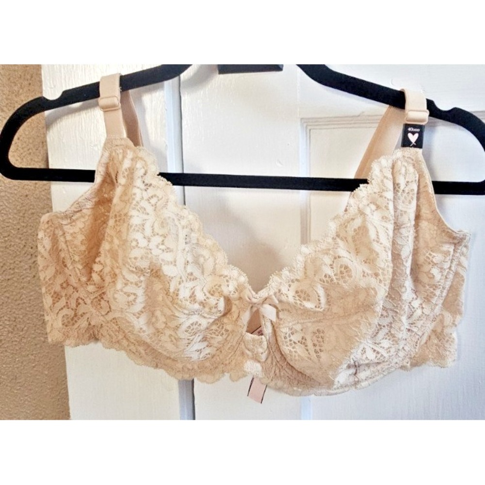 NWT Victoria Secret unlined demi lace floral overlay underwired 40DDD
